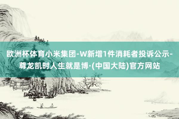 欧洲杯体育小米集团-W新增1件消耗者投诉公示-尊龙凯时人生就是博·(中国大陆)官方网站