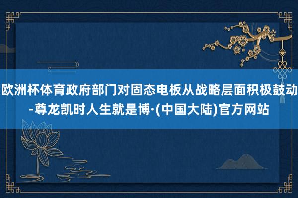 欧洲杯体育政府部门对固态电板从战略层面积极鼓动-尊龙凯时人生就是博·(中国大陆)官方网站