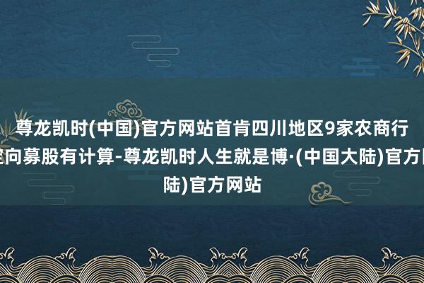 尊龙凯时(中国)官方网站首肯四川地区9家农商行的定向募股有计算-尊龙凯时人生就是博·(中国大陆)官方网站