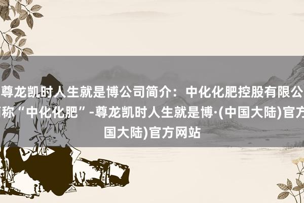 尊龙凯时人生就是博公司简介：中化化肥控股有限公司(简称“中化化肥”-尊龙凯时人生就是博·(中国大陆)官方网站