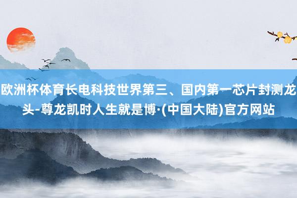 欧洲杯体育长电科技世界第三、国内第一芯片封测龙头-尊龙凯时人生就是博·(中国大陆)官方网站