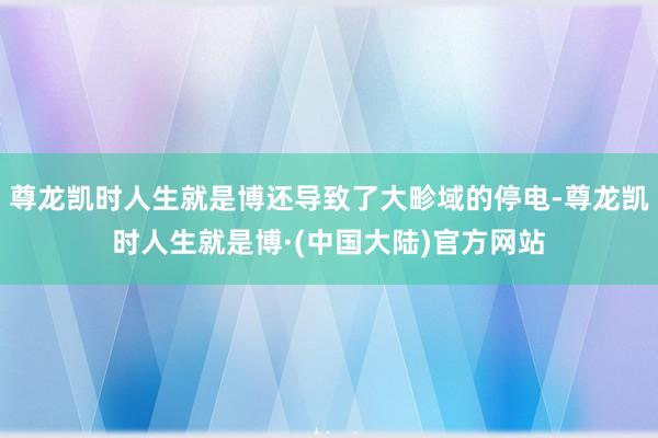 尊龙凯时人生就是博还导致了大畛域的停电-尊龙凯时人生就是博·(中国大陆)官方网站