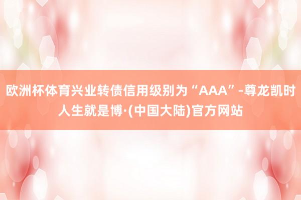 欧洲杯体育兴业转债信用级别为“AAA”-尊龙凯时人生就是博·(中国大陆)官方网站