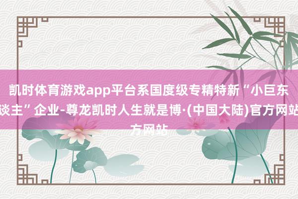 凯时体育游戏app平台系国度级专精特新“小巨东谈主”企业-尊龙凯时人生就是博·(中国大陆)官方网站